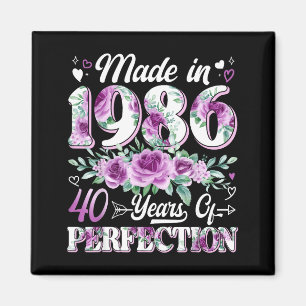 40 Jahre alt, hergestellt 1986, Blumen 40. Geburts Magnet