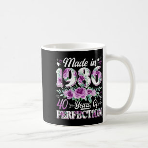 40 Jahre alt, hergestellt 1986, floral, 40. Geburt Kaffeetasse