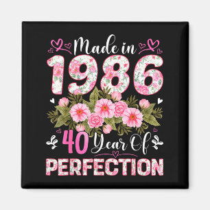 40 Jahre alt, hergestellt 1986, floral, 40. Geburt Magnet
