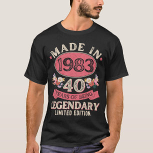 40 Jahre alt Made in 1983 floral 40. Geburtstag Wo T-Shirt