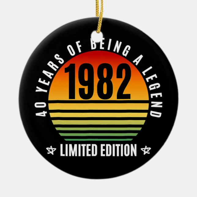 40 Jahre alte Geschenke Retro 1982 Limited Edition Keramik Ornament (Vorne)