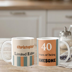 40 Jahre Awesome Name Orange Grün Kaffeetasse