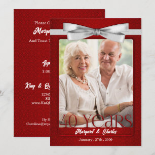 40-Jahre Hochzeit-Jubiläum Rubinrot und Weiß Einladung