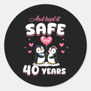 40 Jahre Hochzeitspenguin-Paare passend Runder Aufkleber
