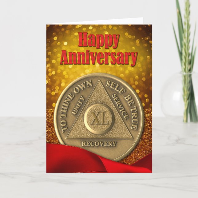 40 Jahre OM Coin Glitzer glücklich Jubiläum Karte (Vorderseite)