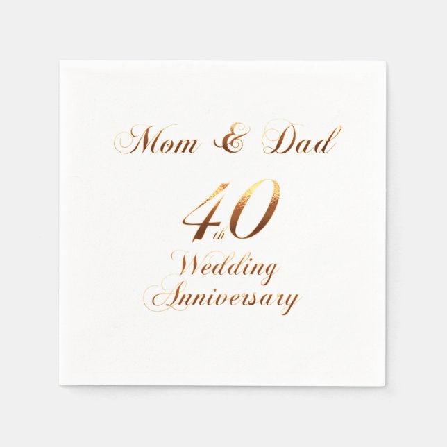 40 Jahre Parents Ruby Wedding Anniversary Serviette (Vorderseite)
