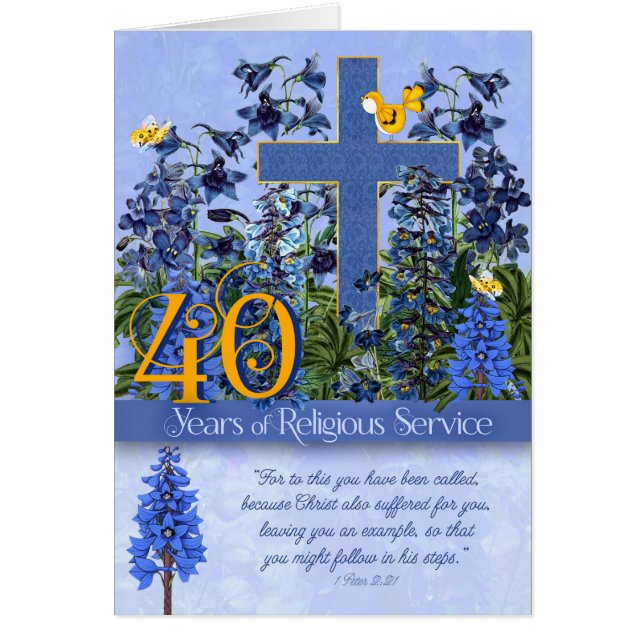 40 Jahre religiöser Dienst Larkspur-Schrift (Vorne)