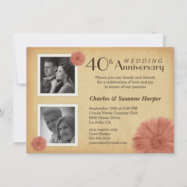 40 Jahre Rustic Daisy Foto Einladungen (Vorderseite)