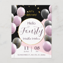 40. Jahrestag. Eleganter Geburtstag Postkarte