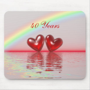 40. Jahrestags-Rubin-Herzen Mousepad
