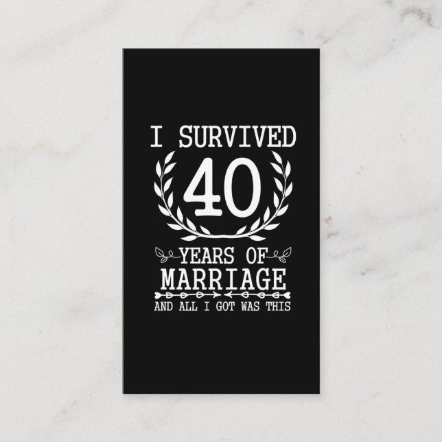 40-jährige Ehefrau Husband 40. Hochzeit Visitenkarte (Vorderseite)