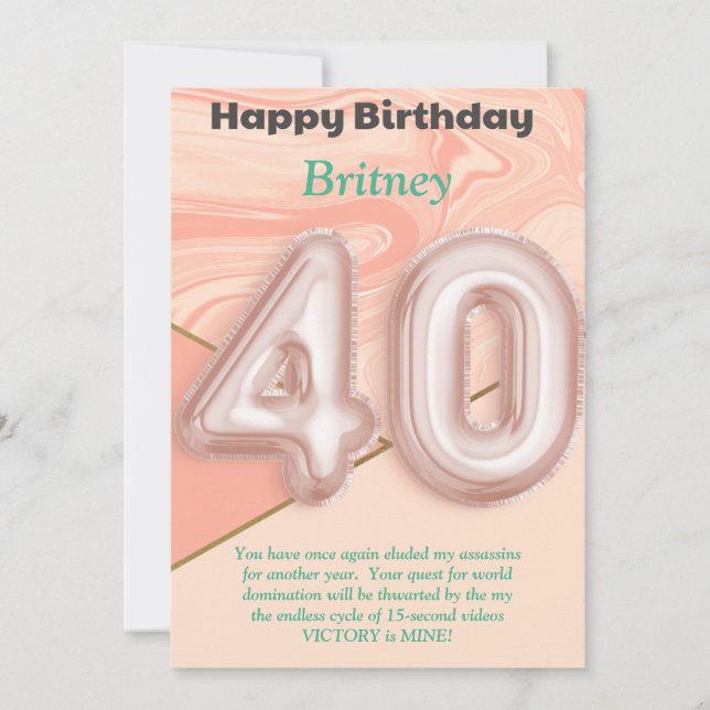 40-jährige Mädchen Happy Birthday Card (Vorderseite)