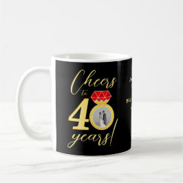 40-jähriges Doppel-Hochzeitfoto-Template Kaffeetasse