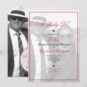 40-jähriges Foto Schwarz-weiß Elegant Einladung