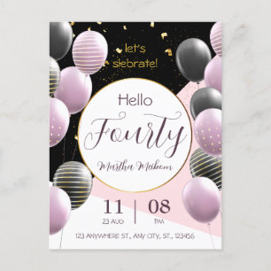 40. Jubiläum. Eleganter Geburtstag Postkarte