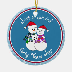 40. Jubiläum Geschenk Spaß Schnee Couple Weihnacht Keramikornament