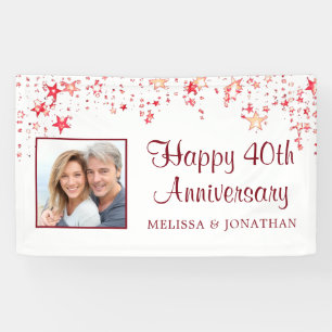 40. Jubiläum Modern Ruby Red Stars Foto Banner