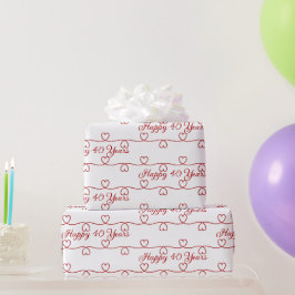 40. Jubiläum Rote Herzen Geschenkpapier