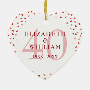 40. Jubiläum Ruby Hearts Keramik Ornament