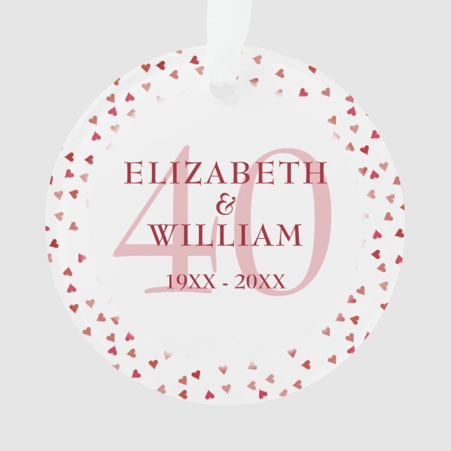 40. Jubiläum Ruby Hearts Ornament (Vorderseite)
