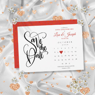 40. Jubiläum Save the Date Kalender Ruby Herz