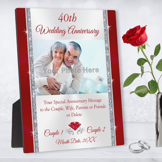 40. Jubiläum Traditionelles Geschenk, Foto Plaque Fotoplatte (40th wedding anniversary gifts for parents. Ruby anniversary gifts. 40 year wedding anniversary gift)