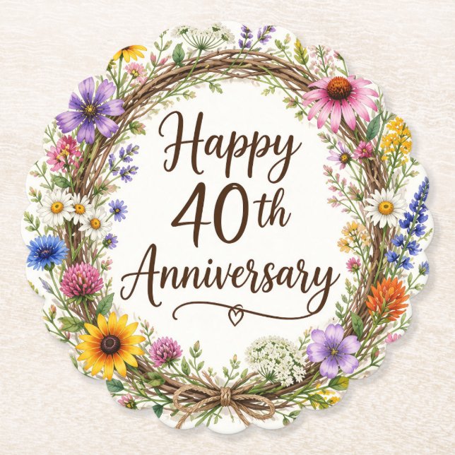 40. Jubiläumsblumen Untersetzer (Vorderseite)