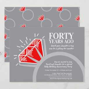 40. Jubiläumsfeier rote Rubin-Ring Grafik Einladung