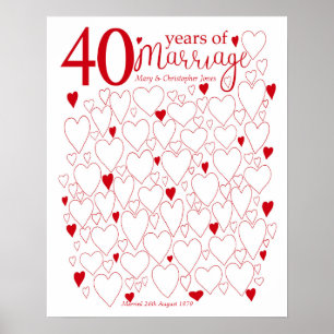 40. Jubiläumsplakat - Rubinhochzeit-Gästebuch Poster