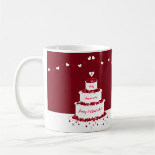 40. Karminroter Hochzeitstagkuchen Kaffeetasse
