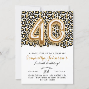 40. Leopard Fabulous Glam Birthday Einladung