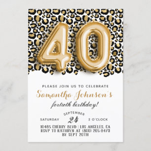 40. Leopard Fabulous Glam Geburtstag Einladung