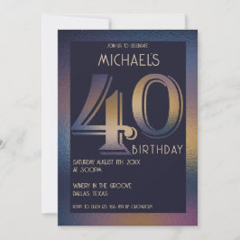 40. lila und goldener Geburtstag Einladung