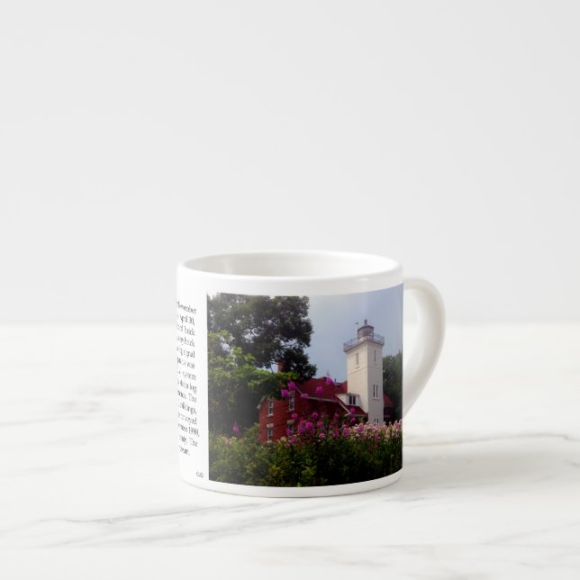 40 Mile Point Leuchtturm Geschichte Espresso Tasse (Vorderseite Rechts)