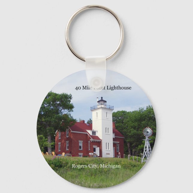 40 Mile Point Lighthouse Schlüsselkette Schlüsselanhänger (Vorderseite)