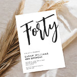 40 moderne Schwarz und Weiß 40. Geburtstag Einladung<br><div class="desc">40 moderne Schwarz-Weiß-Einladung zum 40. Geburtstag</div>