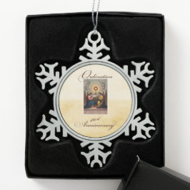 40. Ordination Anniversary Angels in Altar Schneeflocken Zinn-Ornament