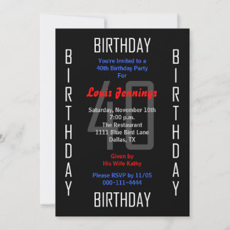 40. Party Einladung zum Geburtstag 40