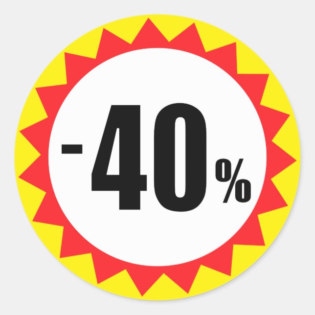 40 pour cent des autocollants de remise vente roug (Devant)