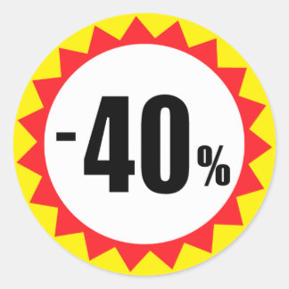 40 pour cent des autocollants de remise vente roug