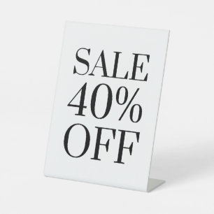 40% Rabatt auf das Handelsschild, Tabletop Counter Sockelschild