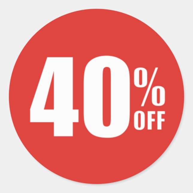 40 % Rabattaufkleber Runder Aufkleber (Vorderseite)