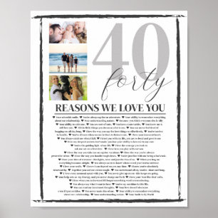 40 Raisons Nous Vous Aimons Poster D'Art Cadeau