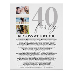 40 Raisons Nous Vous Aimons Poster D'Art Cadeau