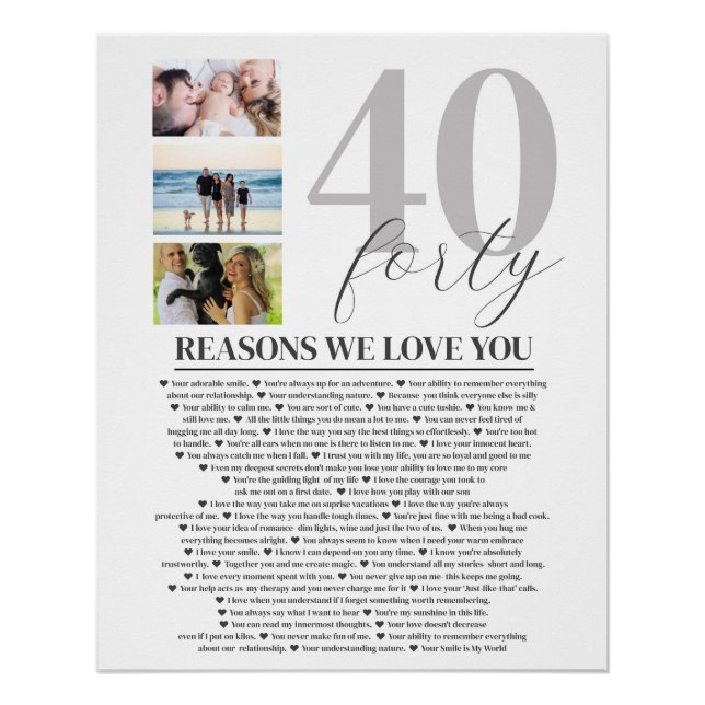 40 Raisons Nous Vous Aimons Poster D'Art Cadeau (Devant)