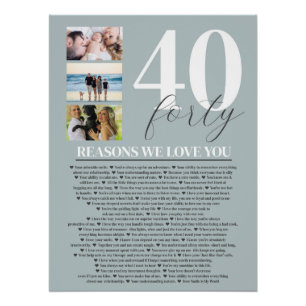 40 Raisons Nous Vous Aimons Poster D'Art Cadeau