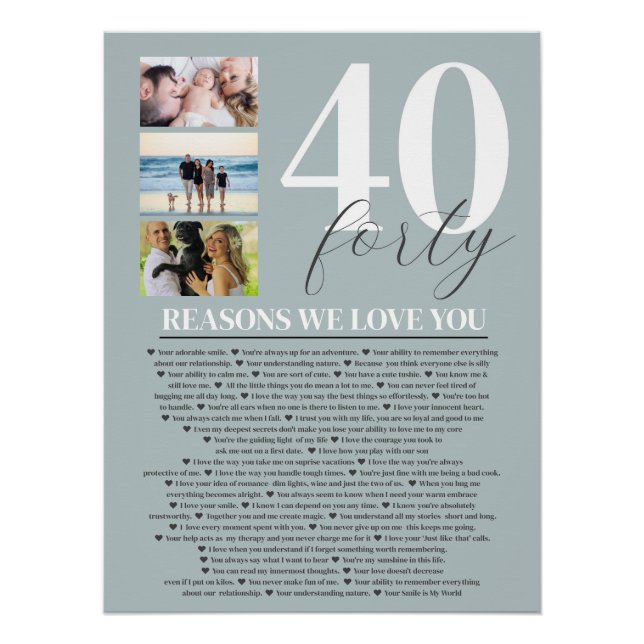 40 Raisons Nous Vous Aimons Poster D'Art Cadeau (Devant)