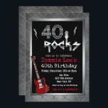 40 Rocks Rockstar Gitarre 40. Geburtstag Einladung<br><div class="desc">40 Rocks Rockstar Electric Gitarre Metal Metallic Silber Glitzer 40. Überraschung Geburtstagsfeier Einladung</div>