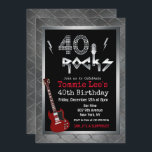 40 Rocks Rockstar Gitarre 40. Geburtstag Einladung<br><div class="desc">40 Rocks Rockstar Electric Gitarre Metal Metallic Silber Glitzer 40. Überraschung Geburtstagsfeier Einladung</div>