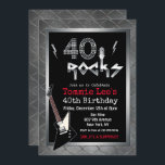 40 Rocks Rockstar Gitarre 40. Geburtstag Einladung<br><div class="desc">40 Rocks Rockstar Electric Gitarre Metal Metallic Silber Glitzer 40. Überraschung Geburtstagsfeier Einladung</div>